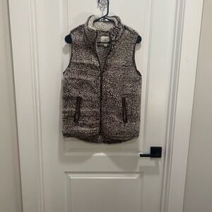 Thread & Supply Sherpa Vest - Cream and Brown